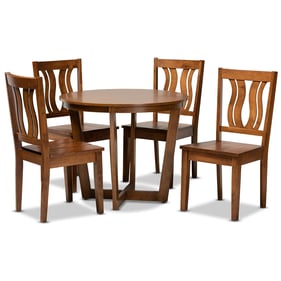 Baxton Studio Elodia Walnut Brown Wood 5pc Dining Set