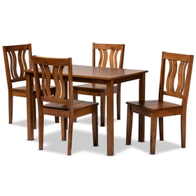 Baxton Studio Zamira Walnut Brown Wood 5pc Dining Set