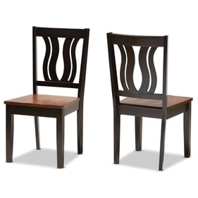 2 Baxton Studio Fenton Dark Brown Walnut Wood Dining Chairs