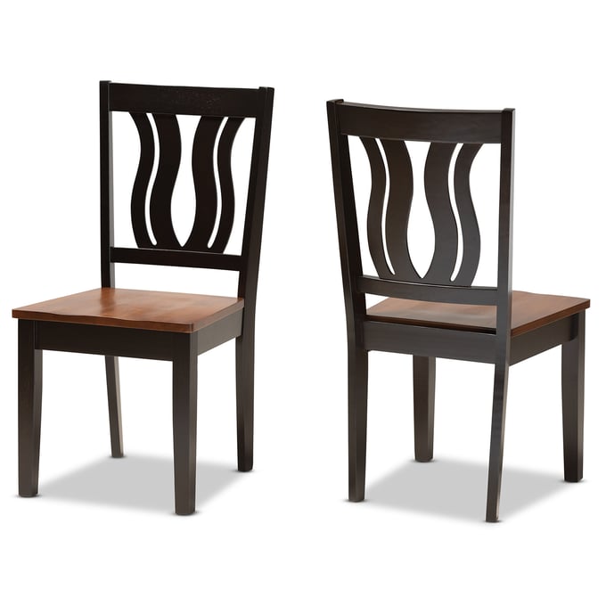 2 Baxton Studio Fenton Dark Brown Walnut Wood Dining Chairs BAX-RH338CDARKBROWNWA-SRT61