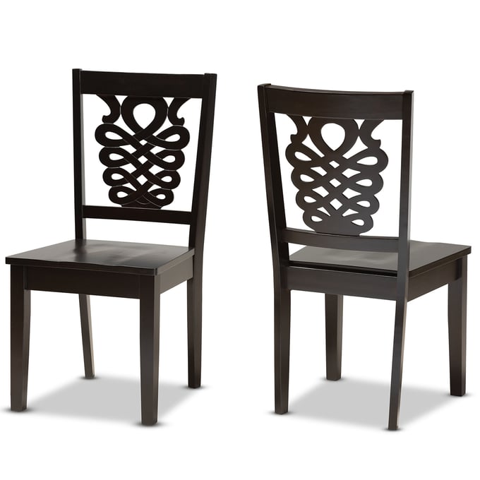 2 Baxton Studio Gervais Dark Brown Wood Dining Chairs BAX-RH339CDARKBROWNW-SRT63