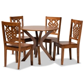 Baxton Studio Liese Walnut Brown Wood 5pc Dining Set