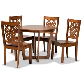 Baxton Studio Salida Walnut Brown Wood 5pc Dining Room Set