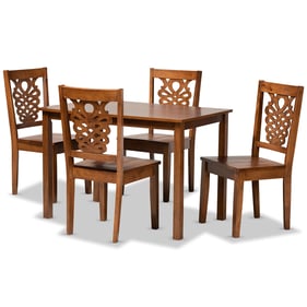 Baxton Studio Luisa Walnut Brown Wood 5pc Dining Set