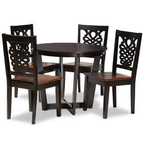 Baxton Studio Salida Dark Brown Walnut Wood 5pc Dining Set