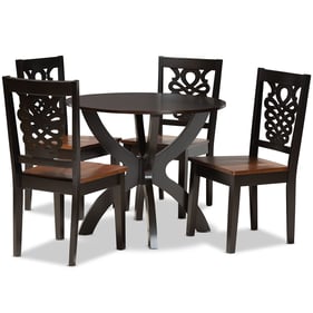 Baxton Studio Wanda Dark Brown Walnut Wood 5pc Dining Set