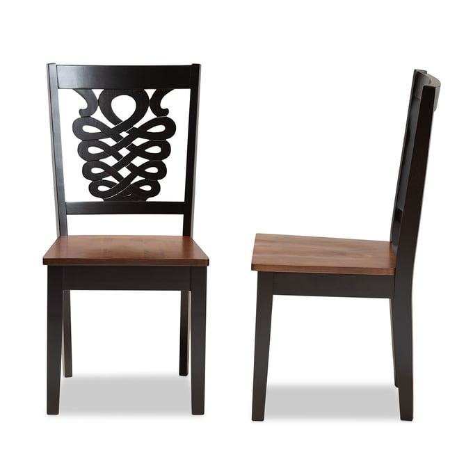 2 Baxton Studio Gervais Two Tone Dark Brown Walnut Wood Dining Chairs BAX-RH339C-DBR-WL-DC-2PK