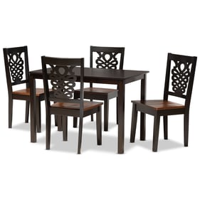 Baxton Studio Luisa Dark Brown Walnut Wood 5pc Dining Set