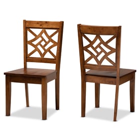 2 Baxton Studio Nicolette Walnut Brown Dining Chairs