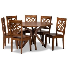 Baxton Studio Miela Walnut Brown 7pc Dining Set