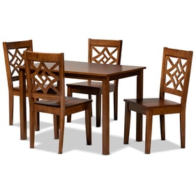 Baxton Studio Nicolette Walnut Brown 5pc Dining Set