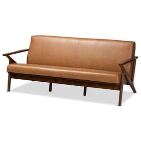 Baxton Studio Bianca Tan Faux Leather 3 Seater Sofa