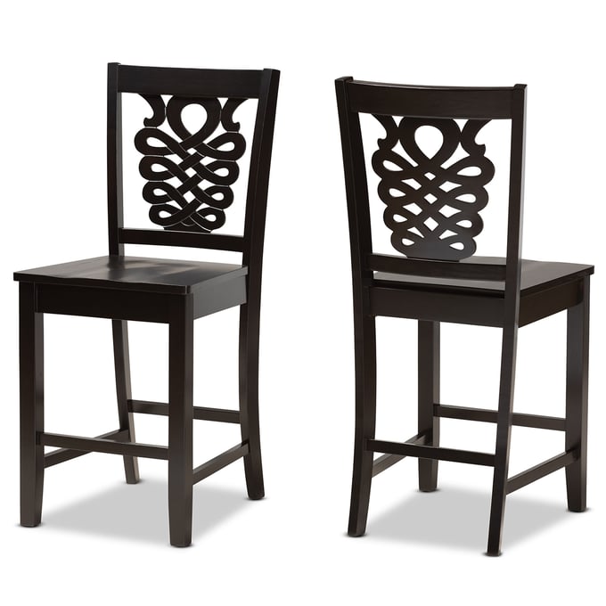 2 Baxton Studio Gervais Dark Brown Counter Stools BAX-RH339P-DBR-SCPST-PC