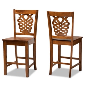 2 Baxton Studio Gervais Walnut Brown Wood Counter Height Stools