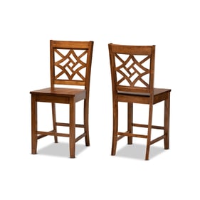 2 Baxton Studio Nicolette Walnut Brown Counter Stools