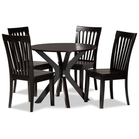 Baxton Studio Zora Dark Brown Wood 5pc Dining Set