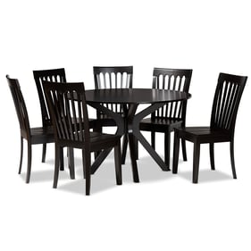 Baxton Studio Zora Dark Brown Wood 7pc Dining Set