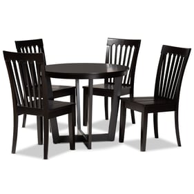 Baxton Studio Sasa Dark Brown Wood 5pc Dining Set