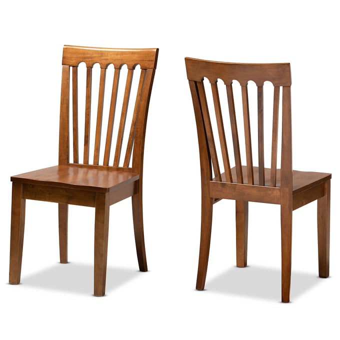 2 Baxton Studio Minette Walnut Brown Wood Dining Chairs BAX-RH319C-WAL-WDSCPSTDC2PK