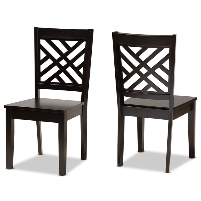 2 Baxton Studio Caron Dark Brown Wood Dining Chairs BAX-RH317C-DBRWDFLATSEATDC2PK