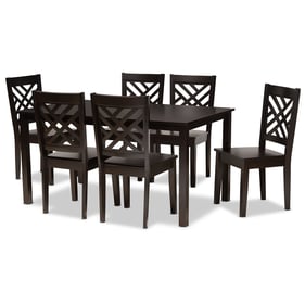 Baxton Studio Ani Dark Brown Wood 7pc Dining Set