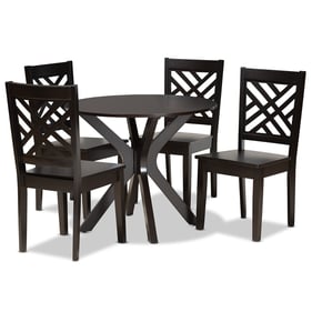 Baxton Studio Ela Dark Brown Wood 5pc Dining Set