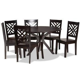 Baxton Studio Ela Dark Brown Wood 7pc Dining Set