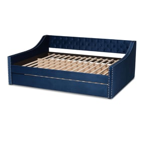 Baxton Studio Raphael Navy Blue Velvet Full Trundle Daybed