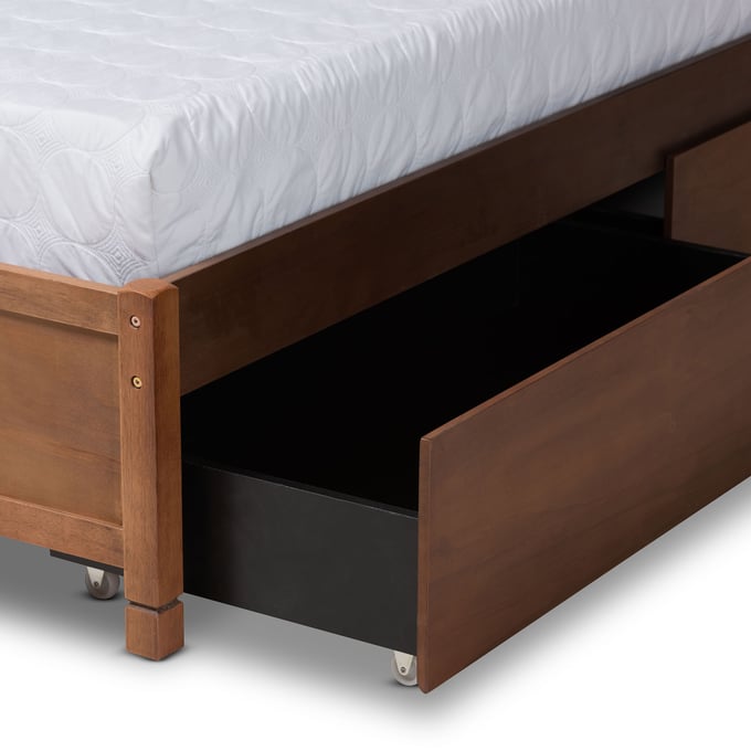 Baxton Studio Yara Walnut Brown 4 Drawer Full Platform Storage Bed