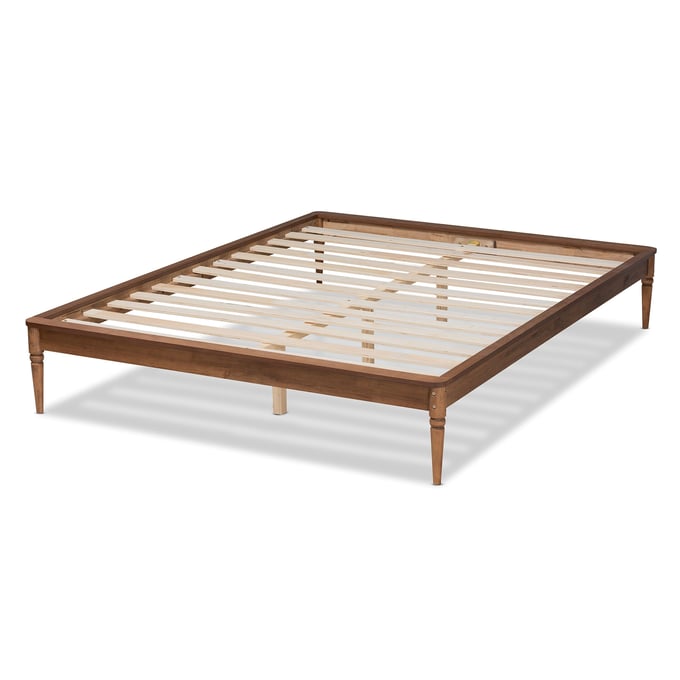 Baxton Studio Tallis Walnut Brown Wood Full Bed Frame BAX-MG006-1-WALNUT-FULL-FRAME