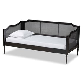 Baxton Studio Hancock Black Synthetic Rattan Charcoal Wood Twin Daybed