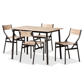 Baxton Studio Carmen Oak Brown Wood 5pc Dining Set