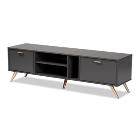 Baxton Studio Kelson Dark Grey Wood Gold TV Stand