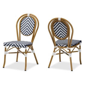 2 Baxton Studio Alaire Blue White Stackable Bistro Dining Chairs