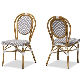 2 Baxton Studio Alaire Grey White Stackable Bistro Dining Chairs