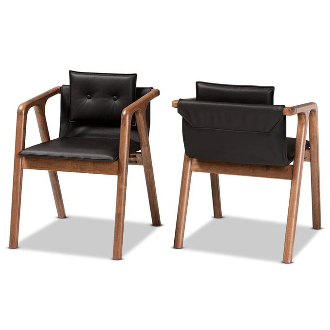 2 Baxton Studio Marcena Black Walnut Brown Dining Chairs BAX-RDC828-BLACK-WALNUT-DC