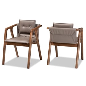 2 Baxton Studio Marcena Grey Walnut Brown Dining Chairs