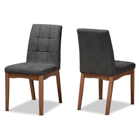 2 Baxton Studio Tara Dark Grey Fabric Walnut Brown Dining Chairs