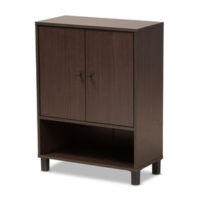 Baxton Studio Rossin Dark Brown Black Shoe Storage Cabinet