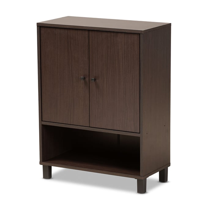 Baxton Studio Rossin Dark Brown Black Shoe Storage Cabinet BAX-ATSC1613-MWG-SHOECABINET