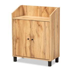 Baxton Studio Rossin Oak Black Storage Shoe Cabinet