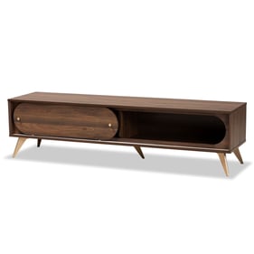 Baxton Studio Dena Walnut Brown Wood Gold TV Stand