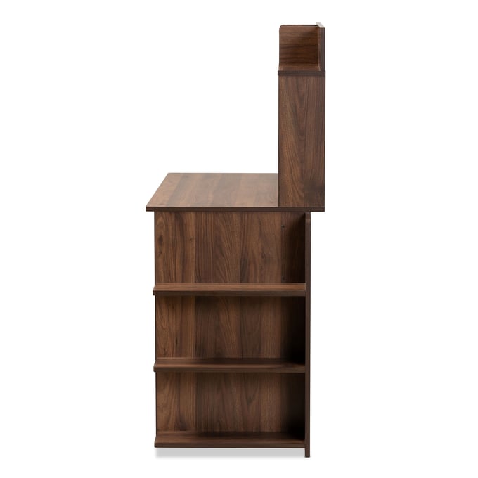 Baxton Studio Garnet Walnut Brown Wood Desk with Shelves The