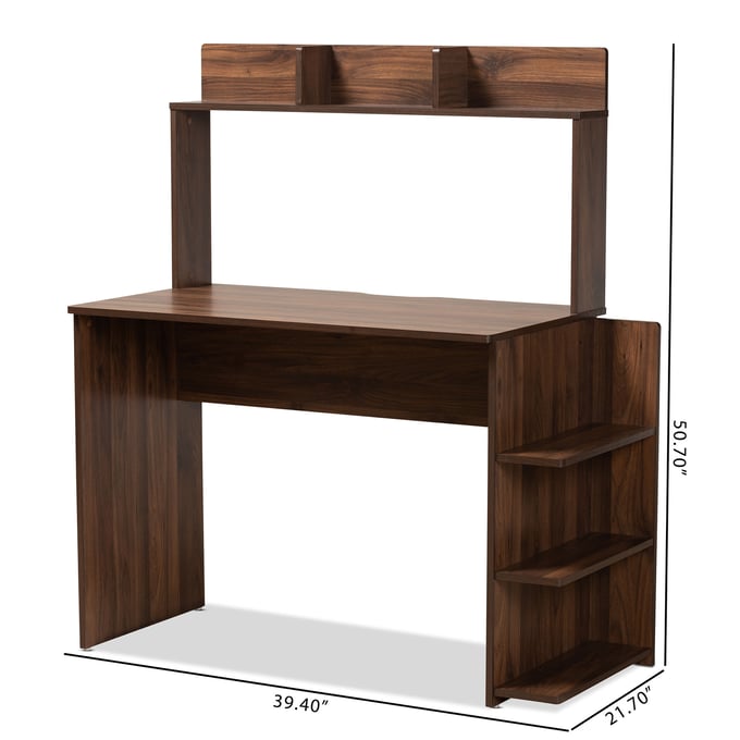 Baxton Studio Garnet Walnut Brown Wood Desk with Shelves The