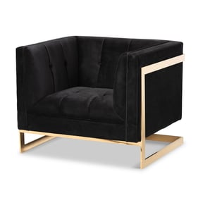 Baxton Studio Ambra Black Velvet Tufted Armchair