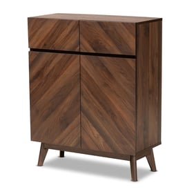 Baxton Studio Hartman Walnut Brown Wood Shoe Cabinet