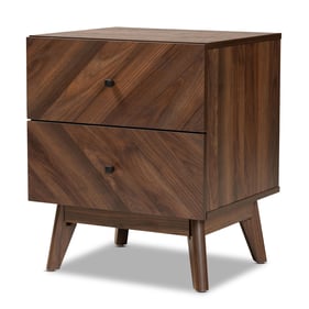 Baxton Studio Hartman Walnut Brown Wood 2 Drawer Nightstand