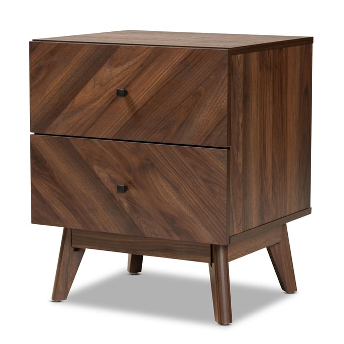 Baxton Studio Hartman Walnut Brown Wood 2 Drawer Nightstand BAX-LV23ST2324WI-COLUMBIA-NS