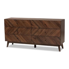 Baxton Studio Hartman Walnut Brown Wood 6 Drawer Dresser