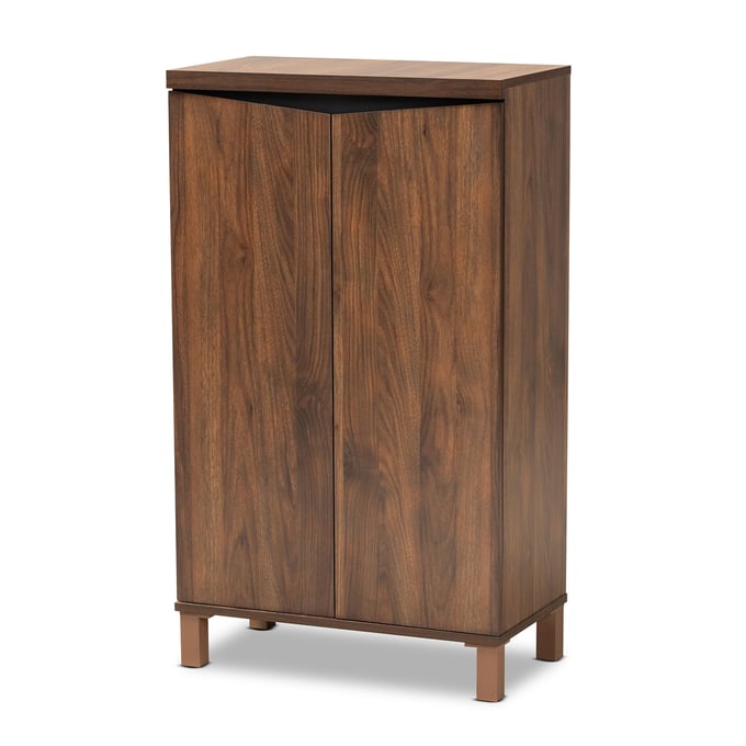 Baxton Studio Talon Walnut Brown Wood Two Doors Shoe Cabinet BAX-SESC70210WI-CLB-DG-SCBNT